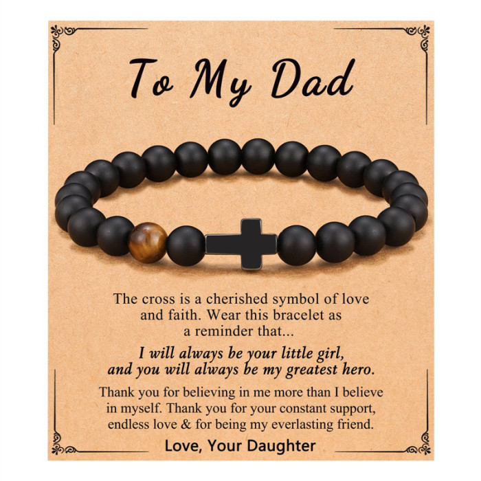 Amazon In-Stock Wholesale Cross Imitation Obsidian Tiger Eye Stone Bracelet for Men and Women Handmade Beaded Bracele...