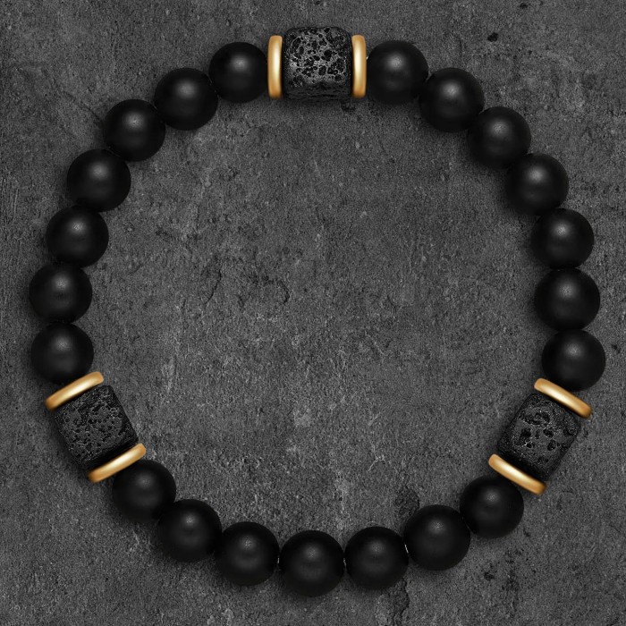 Cross-Border New Obsidian Bracelet for Men Volcanic Stone Beads Couple Bracelet Beaded Bracelet Wholesale Amazon Hot Item