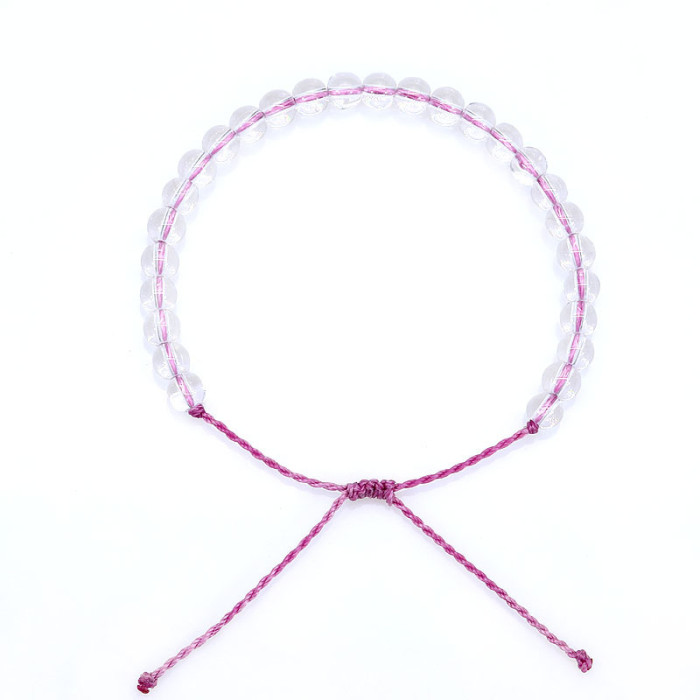 Japanese and Korean Simple Crystal Beaded Bracelet South American Oil Wax Thread Wax Thread Making Solid Color Transp...