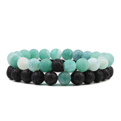 Cross-Border White Pine Tiger Eye Volcanic Stone Couple Bracelet Fresh Sweet Handmade Frosted Hand Jewelry Unisex Wholesale