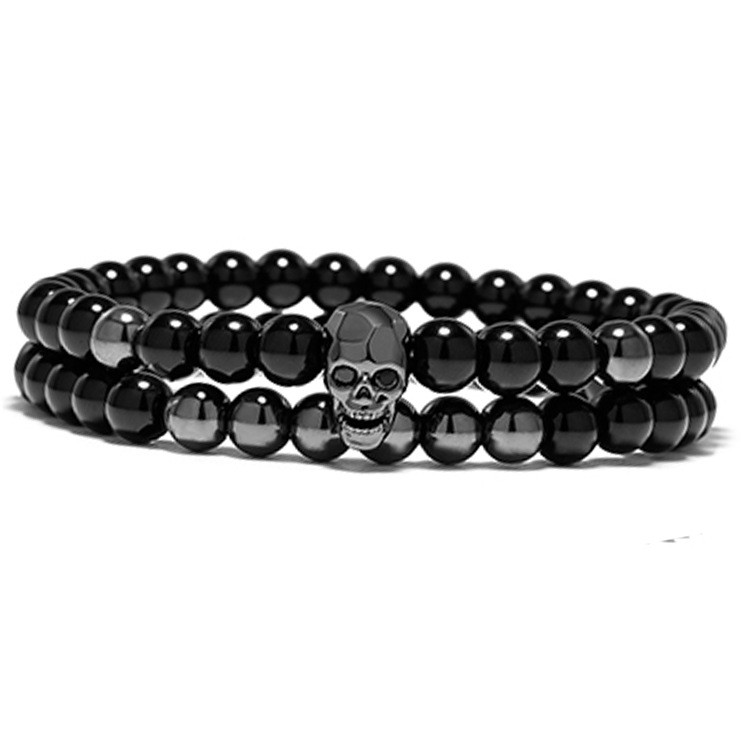 Amazon Hot-Selling Skull Demon Shape Beaded Bracelet Faceted Ghost Head Diamond Set Bracelet Wholesale