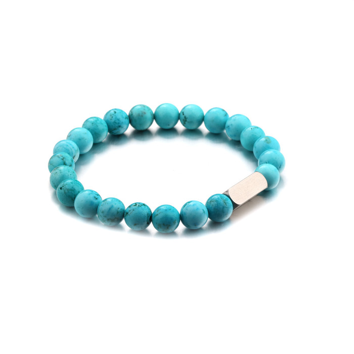 Support Engraving Stainless Steel Volcanic Stone Beaded Bracelet Frosted Beads White Turquoise Couple Gift Beaded Bracelet