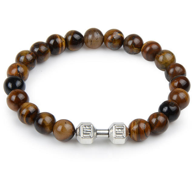 Volcanic Lava Dumbbell Bracelet Tiger Eye Stone Blue Turquoise White Turquoise Bracelet Women Men Jewelry Cross-Border Hot Sale