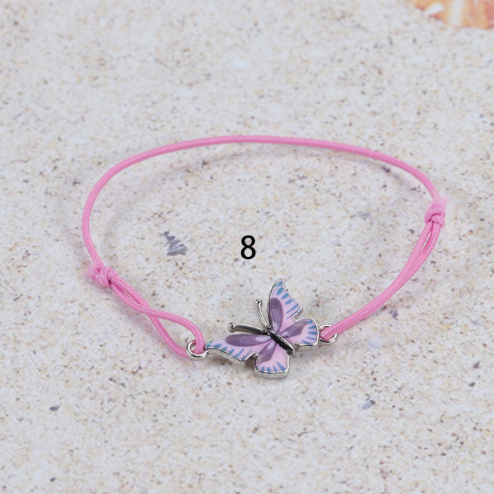 Amazon Hot Sale Summer New Colorful Butterfly Bracelet Adjustable Elastic Cord Bracelet Hair Accessory Dual-use in Stock