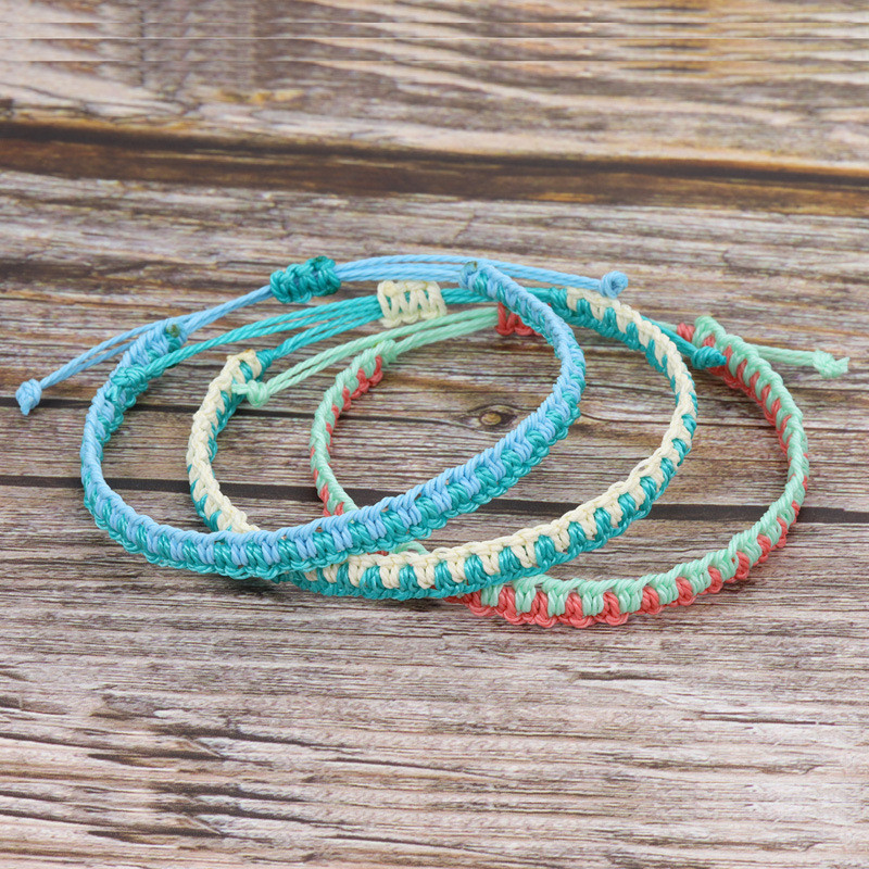Cross-Border Hot Sale Waterproof Wax Thread Woven Bracelet Two-Color Handmade Woven Bracelet New Friendship Bracelet