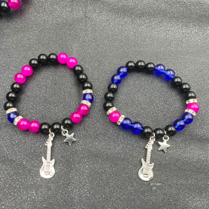 New Arrival Heart-Shaped Magnetic Stone Qixi Festival Couple Bracelet Cross-Border Exclusive Magnetic Tiger Eye Stone Volcanic Stone Bracelet
