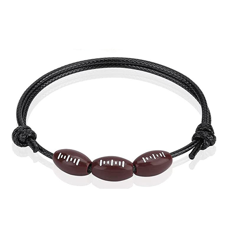 Cross-Border Hot-Selling Woven Baseball Bracelet Basketball Football Rugby Sports Wristband Manufacturer In Stock Large Quantity Great Price