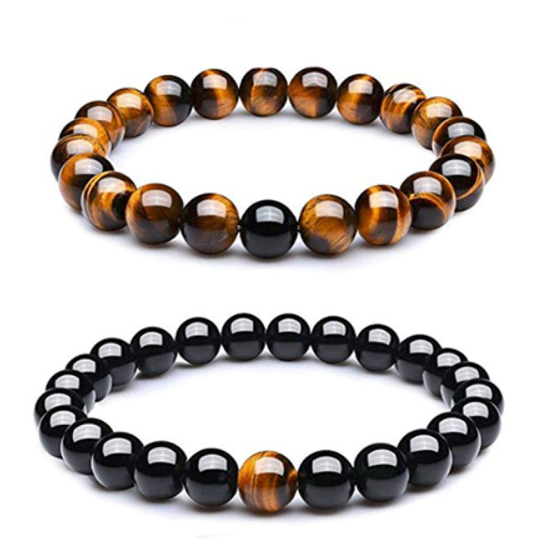 8mm Tiger Eye Stone Light Bead Set Lava Stone Jewelry Hand Accessories Stretch Beaded Couple Friendship Natural Stone Bracelet for Women