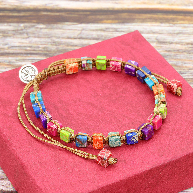 Cross-Border Hot-Selling Colorful Emperor Stone Woven Bracelet Turquoise Beaded Yoga Bracelet