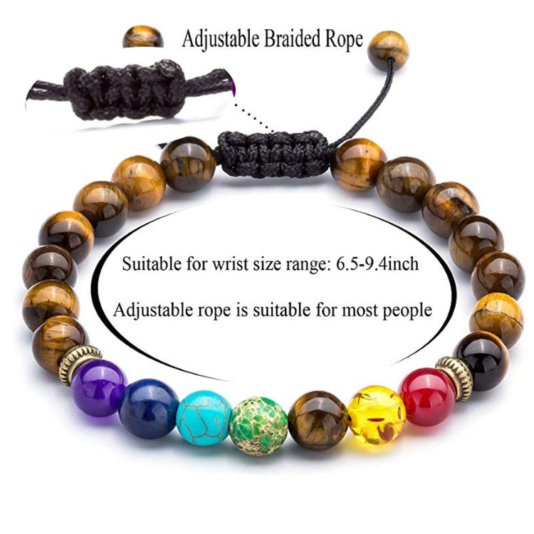 Amazon Summer Hot-Selling Seven Meridian Bracelet Non-Fading Tiger Eye Woven Yoga Wheel Beaded Bracelet Handmade