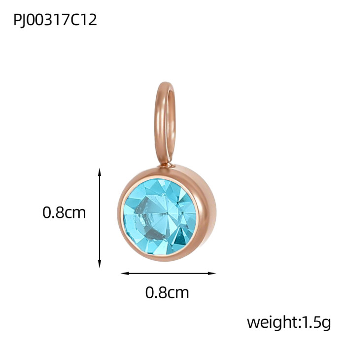 Hot-Selling Stainless Steel Jewelry Accessories Birthstone Pendant DIY Jewelry Accessories Colorful Rhinestone Pendan...
