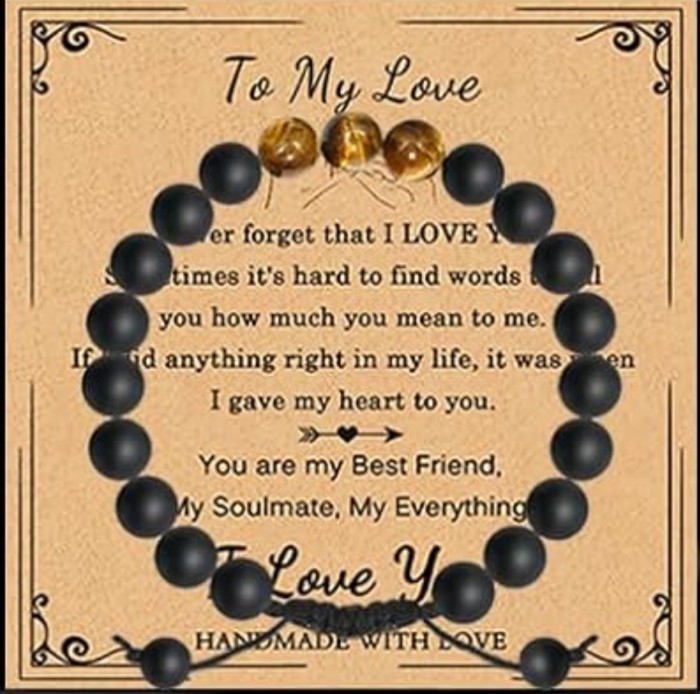 Amazon European and American Men's Tiger Eye Stone Bracelet Handmade Adjustable Cross Bracelet Father's Day Gift