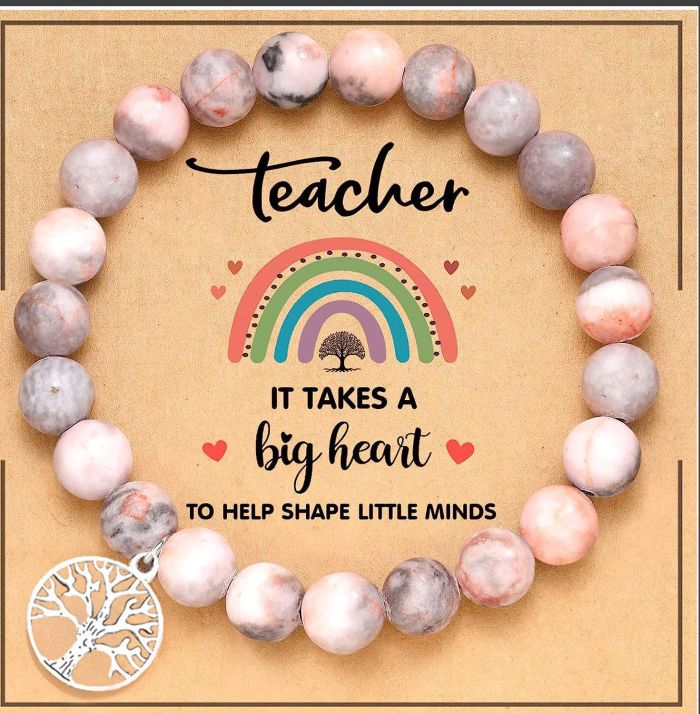 Cross-Border Jewelry Pink Zebra Stone Bead Bracelet Festival Gift for Men and Women Friendship Heart Bead Bracelet Wholesale Hot Item