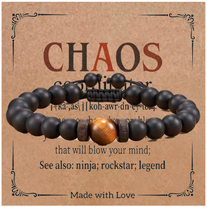 New Handmade Woven Bracelet for Son Husband Boyfriend Tiger Eye Stone Black Matte Bracelet Amazon Bestseller
