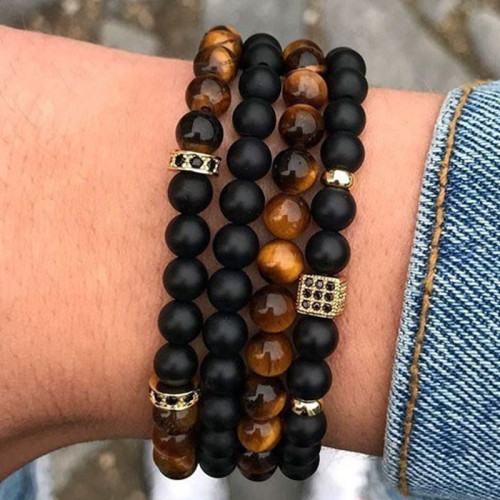 Cross-Border Foreign Trade Fashion Luxury Charm Men's Bracelet Zircon Stone Handmade Beaded Bracelet and Bangle Wholesale