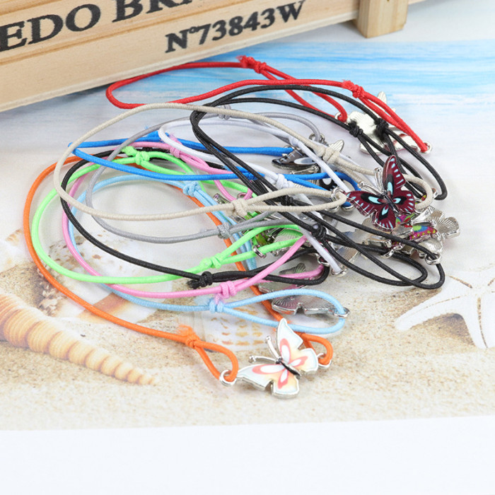 Amazon Hot Sale Summer New Colorful Butterfly Bracelet Adjustable Elastic Cord Bracelet Hair Accessory Dual-use in Stock
