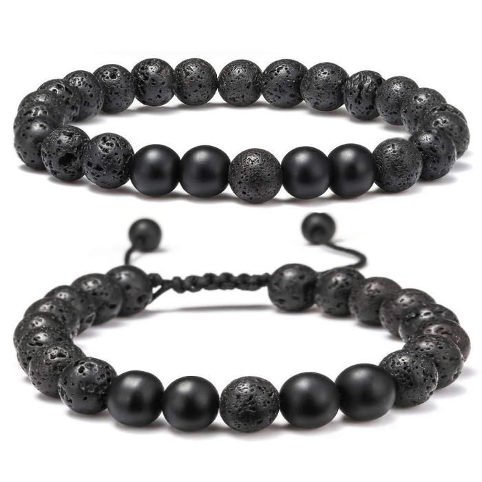 Amazon Hot Selling Tiger Eye Stone Turquoise Braided Lava Stone Adjustable Volcanic Stone Bracelet Set Cross-Border Exclusive