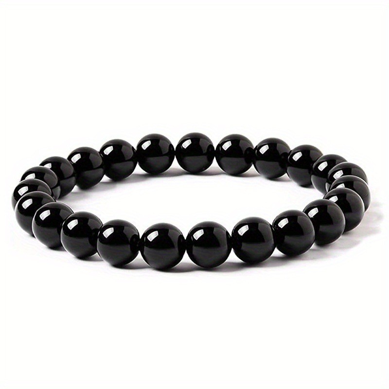 Cross-Border European and American Men's Tiger Eye Stone 8mm Beaded Bracelet Jewelry Black Gallstone Obsidian White Pine Bracelet Wholesale