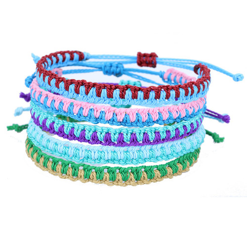 Cross-Border Hot Sale Waterproof Wax Thread Woven Bracelet Two-Color Handmade Woven Bracelet New Friendship Bracelet