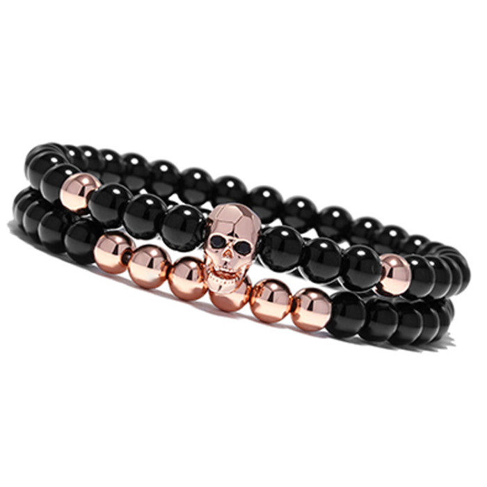 Amazon Hot-Selling Skull Demon Shape Beaded Bracelet Faceted Ghost Head Diamond Set Bracelet Wholesale