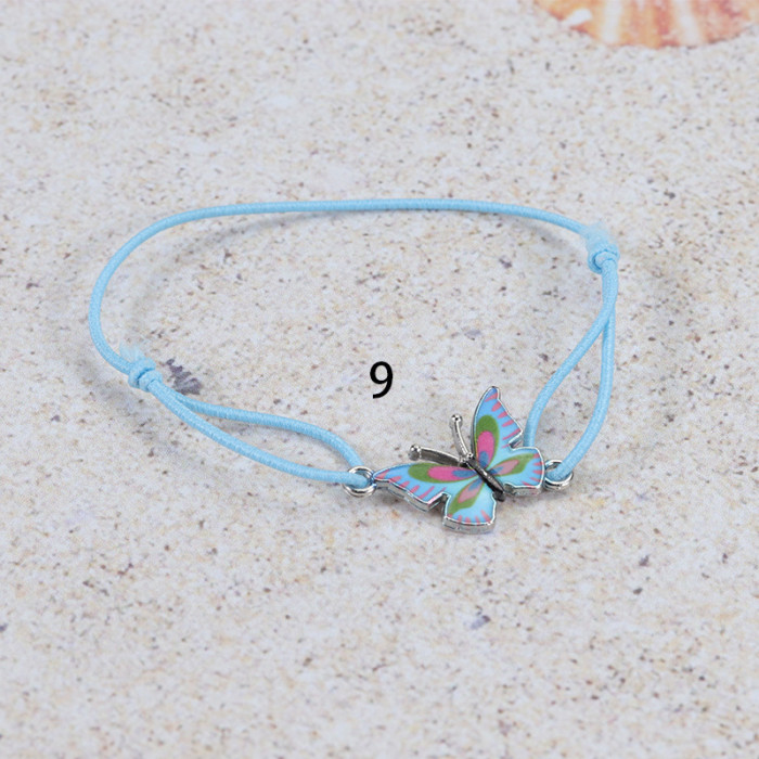 Amazon Hot Sale Summer New Colorful Butterfly Bracelet Adjustable Elastic Cord Bracelet Hair Accessory Dual-use in Stock