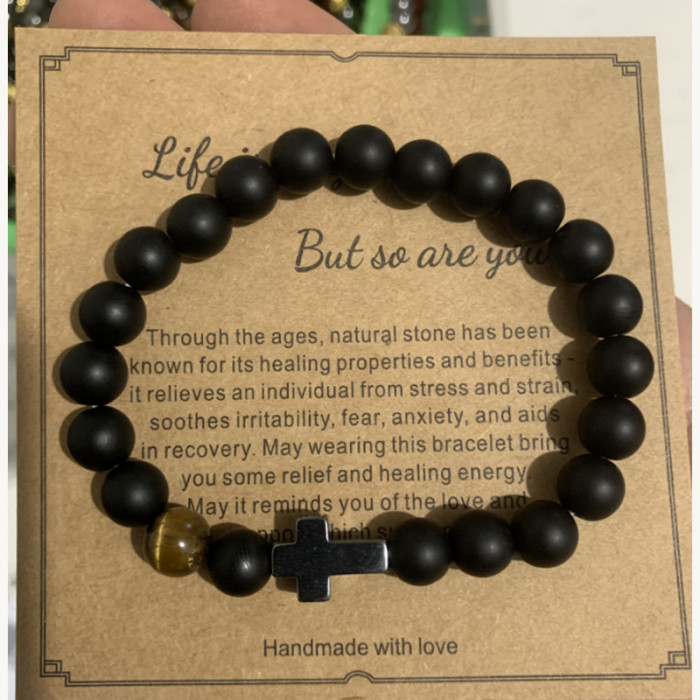 Cross-Border Jewelry Pink Zebra Stone Bead Bracelet Festival Gift for Men and Women Friendship Heart Bead Bracelet Wholesale Hot Item