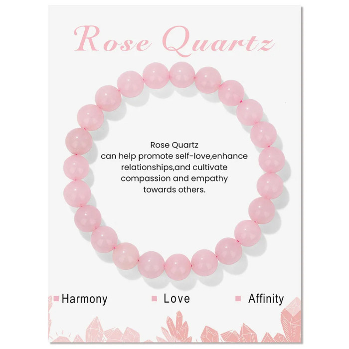 Amazon Hot Selling Natural Stone Bracelet Elastic Beaded 8mm Blue Turquoise Agate Rose Quartz Beaded Volcanic Stone Bracelet