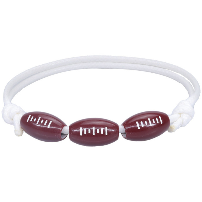 Amazon Hot-Selling Basketball Baseball Bracelet Wax Thread Woven Softball Tennis Football Soccer Wristband Sports Jewelry