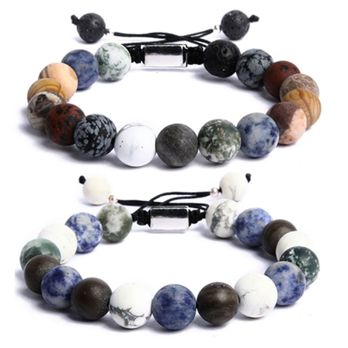 New Stone Solar System Eight Planets Bracelet Universe Milky Way Star Exploration Woven Bracelet Hot Item
