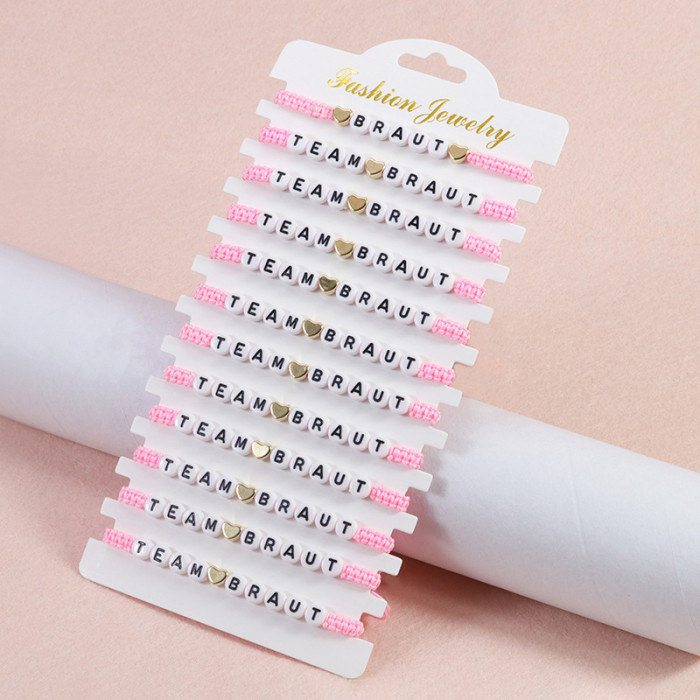 Amazon Hot-Selling Bride and Bridesmaid Bracelet Acrylic Letter Woven Adjustable Party Bracelet in Stock