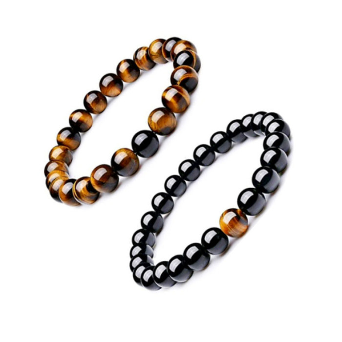 8mm Tiger Eye Stone Light Bead Set Lava Stone Jewelry Hand Accessories Stretch Beaded Couple Friendship Natural Stone Bracelet for Women