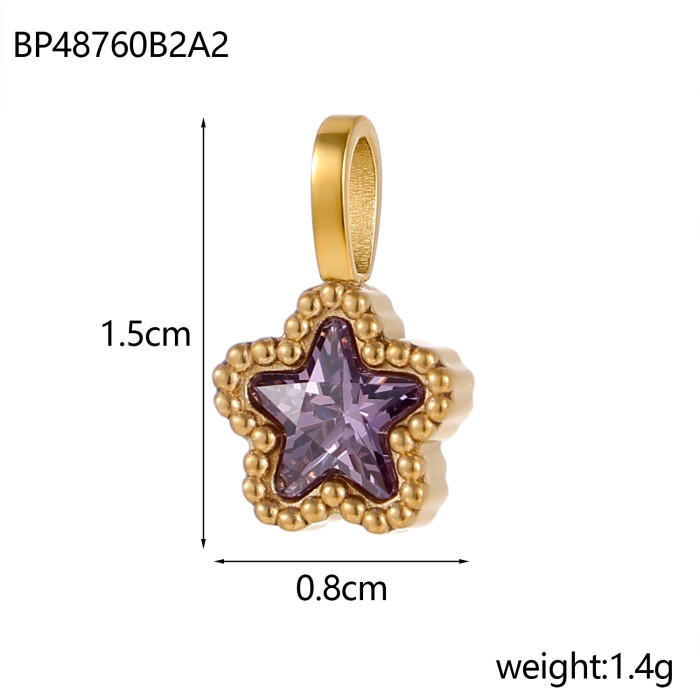 Stainless Steel with Drill Zircon DIY Earrings Jewelry Small Accessories Star Heart Water Drop Round Bracelet Necklace Accessories Wholesale