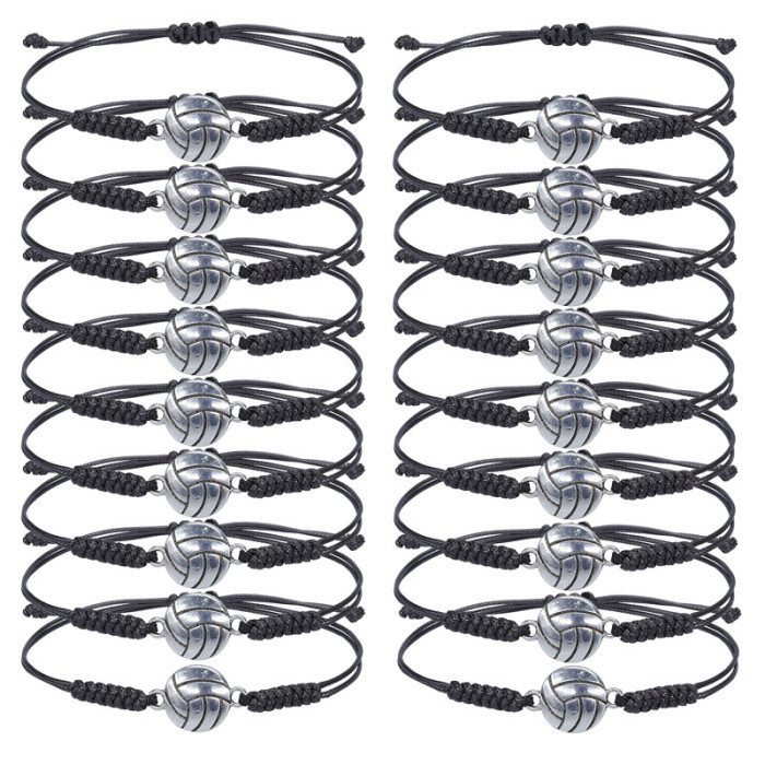 Cross-Border Hot-Selling Hand-Woven Baseball Football Basketball Volleyball Alloy Bracelet Source Factory In Stock