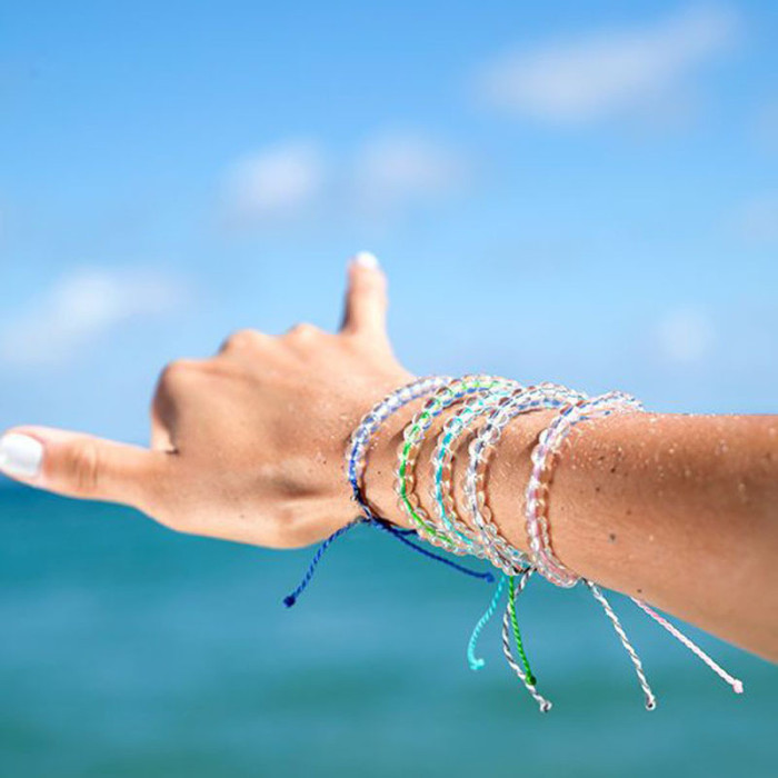 Japanese and Korean Simple Crystal Beaded Bracelet South American Oil Wax Thread Wax Thread Making Solid Color Transp...