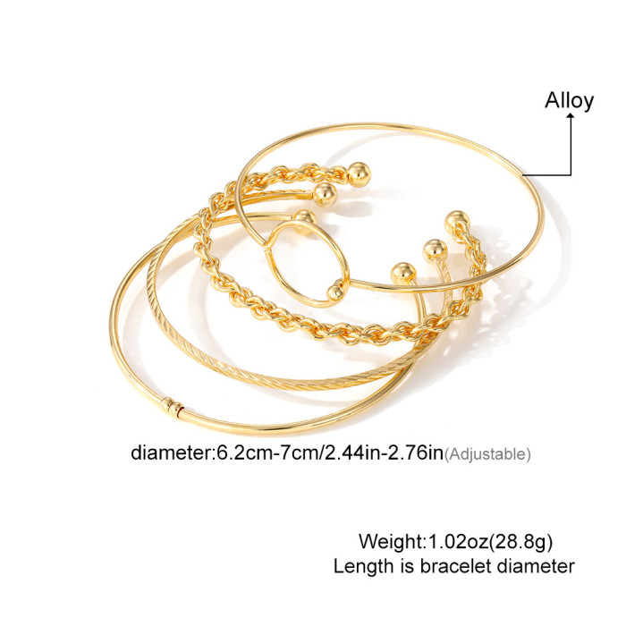 Fashion Hollow Round Geometric Open Bracelet Minimalist Versatile Braided Alloy Bracelet Wholesale