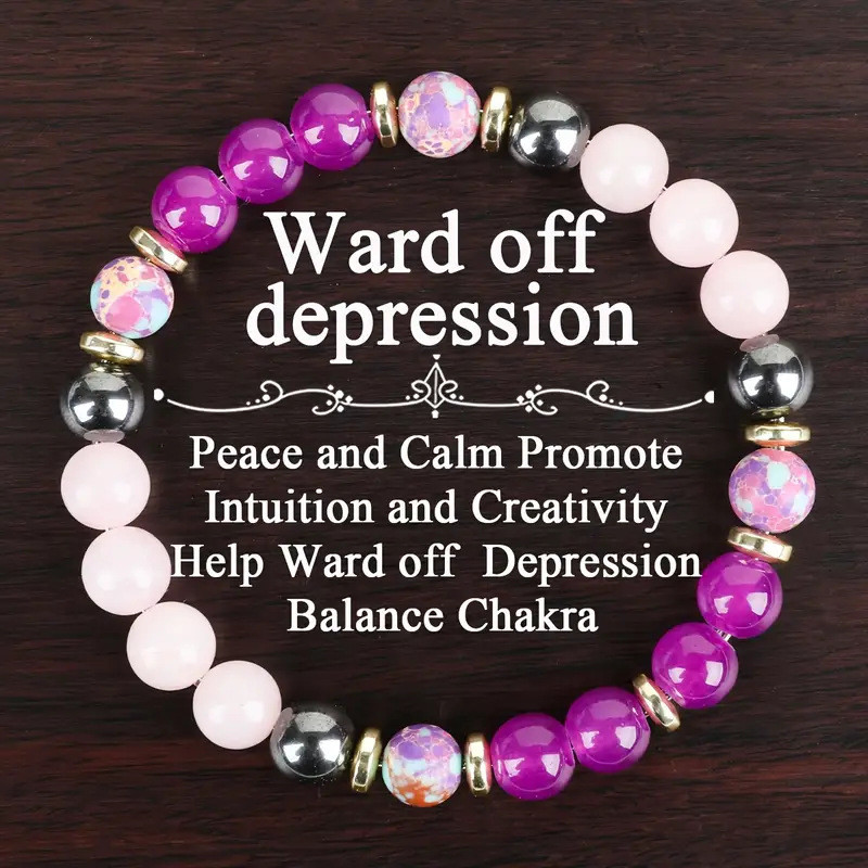 Temu Cross-Border Hot-Selling Natural Stone Rose Quartz Chalcopyrite Emperor Stone Golden Accessories Bracelet Amethyst Beaded Bracelet