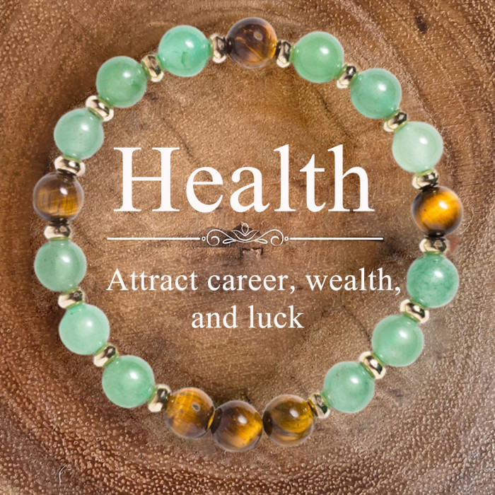 Cross-Border New Handmade High-End Green Aventurine Tiger Eye Stone Beads Without Card K Cross-Border Hot Item