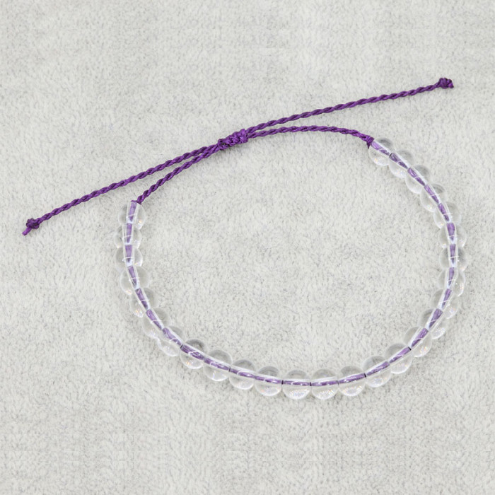Japanese and Korean Simple Crystal Beaded Bracelet South American Oil Wax Thread Wax Thread Making Solid Color Transp...