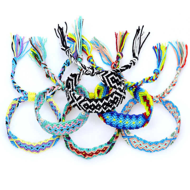 European and American Hot-Selling Woven Bracelet Nepal Ethnic Style Handmade Woven Rainbow Lucky Fortune Friendship Bracelet