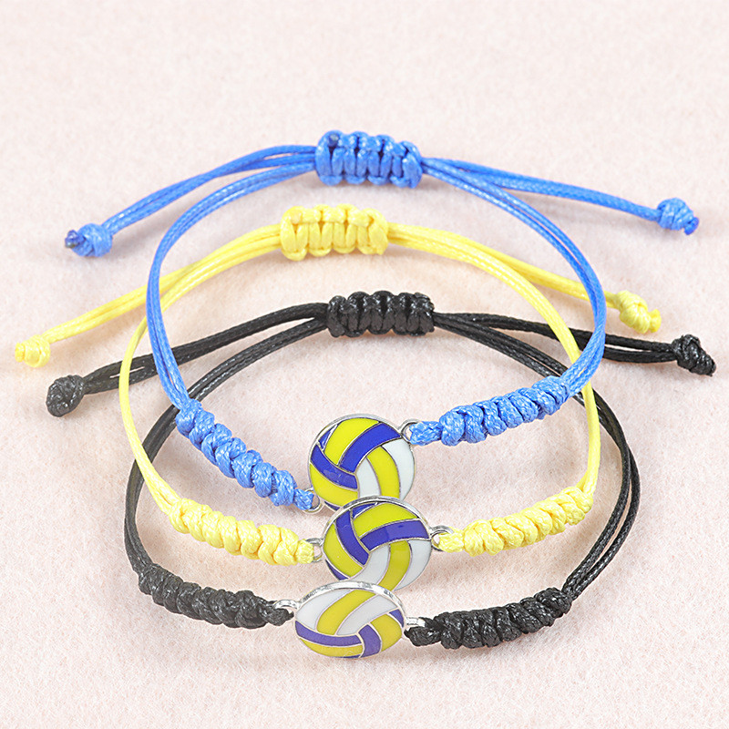 Cross-Border Hot-Selling Hand-Woven Baseball Football Softball Volleyball Rugby Resin Woven Bracelet Source Factory