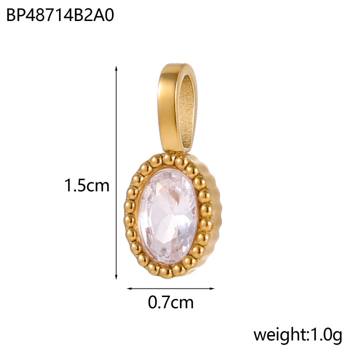 INS Style Exquisite Fashion Colorful Zircon Accessories Water Drop Pendant Stainless Steel December Birthstone, Neckl...
