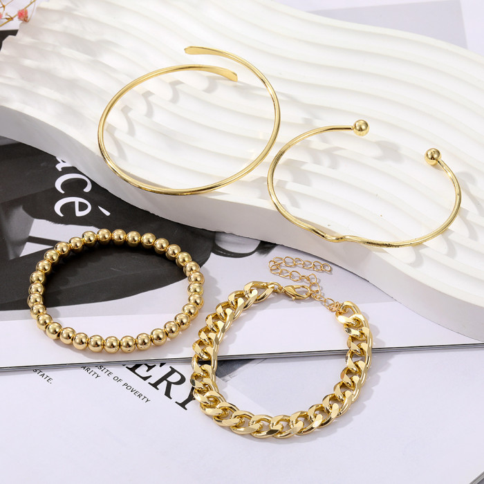 Retro Simple Chain Bracelet Fashion Mixed Open Bangle Jewelry Layered Style Combination Wholesale, Necklaces