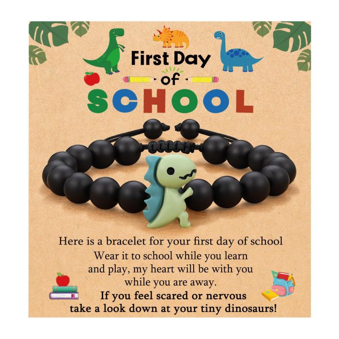Children's Jewelry Dinosaur Bracelet Green Aventurine Adjustable Black Matte Cartoon Resin Woven Bracelet Amazon Jewelry