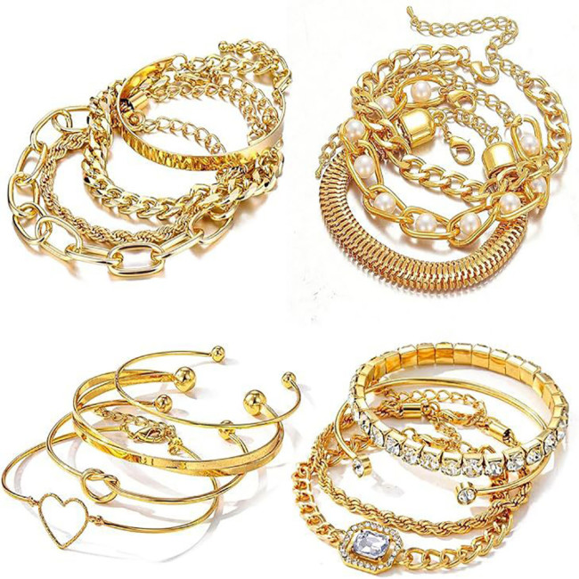 European and American Cross-Border Fashion Bracelet Retro Metal Hollow Pearl Chain Versatile Personality Fashion Temperament Bracelet for Women