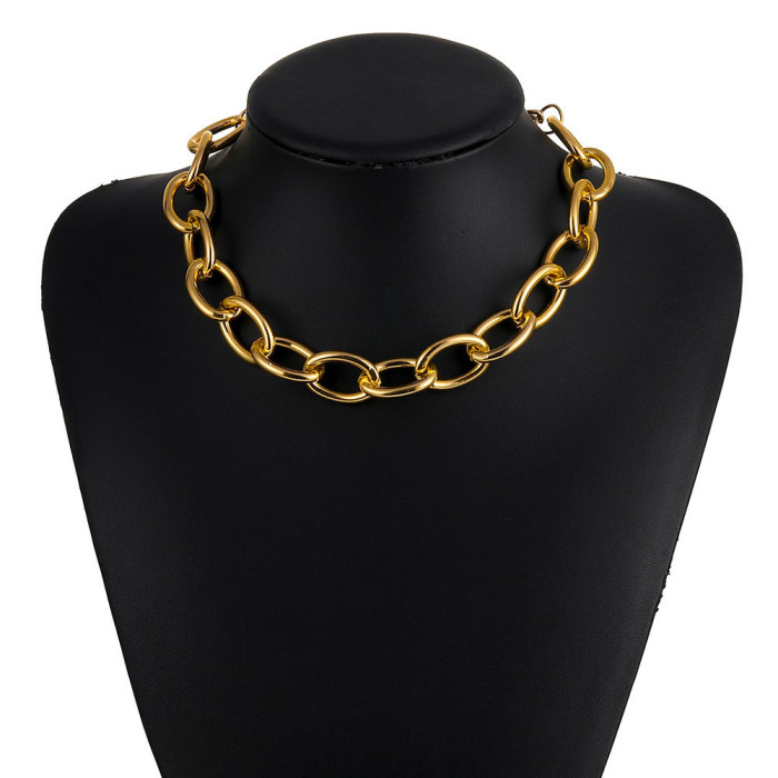 Korean Jewelry Retro Exaggerated Thick Necklace Ins Hip-Hop Collarbone Necklace