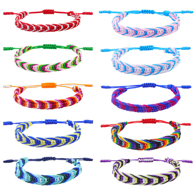 Cross-border New Bohemian Style Colorful Woven Bracelet Ethnic Style Rainbow Woven Bracelet Manufacturer In Stock