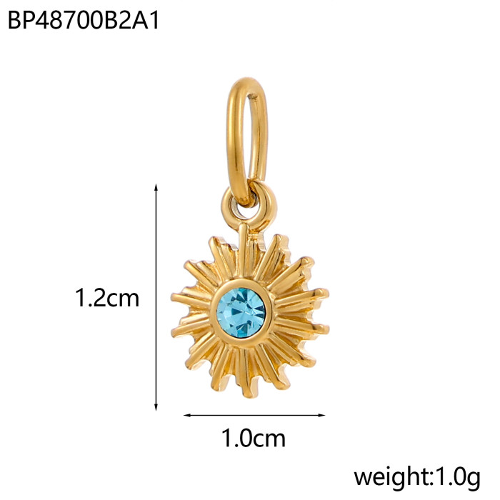 Sun Star Moon Bohemian Natural Stone Titanium Steel Pendant Star DIY Jewelry Accessories Crescent Stainless Steel Pendant