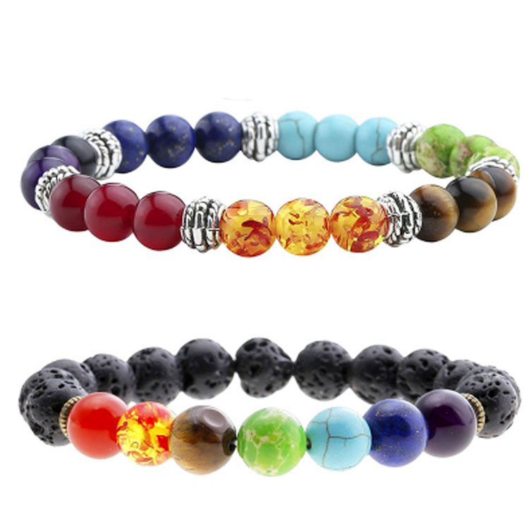 Amazon Hot Selling European and American Volcanic Stone Beads Agate Bracelet Wholesale Cross-Border Popular Handmade Jewelry