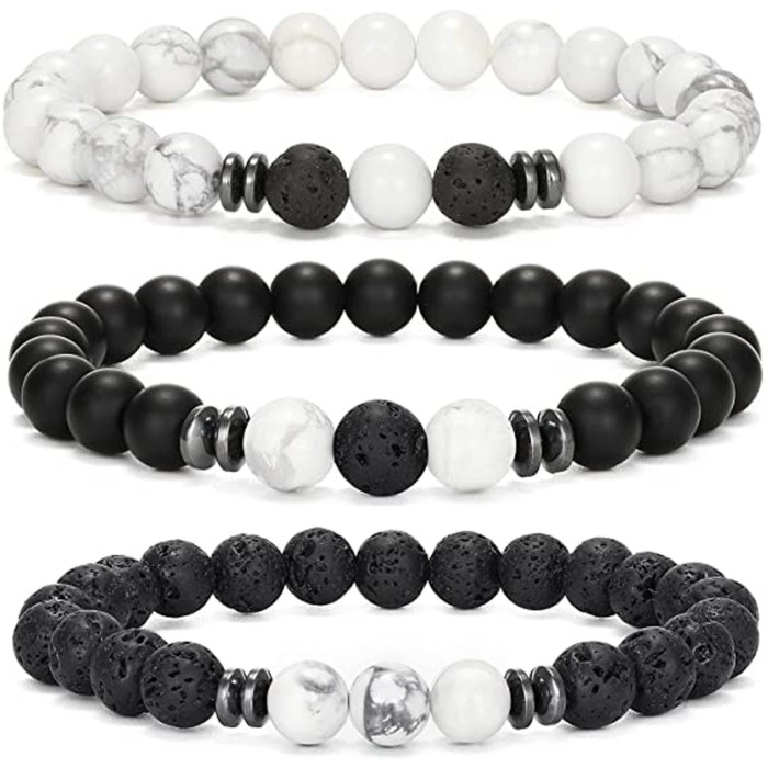 Amazon Wish New Volcanic Stone Bracelet Jewelry Fashion Simple Tiger Eye Stone Lapis Lazuli Agate Bracelet Set