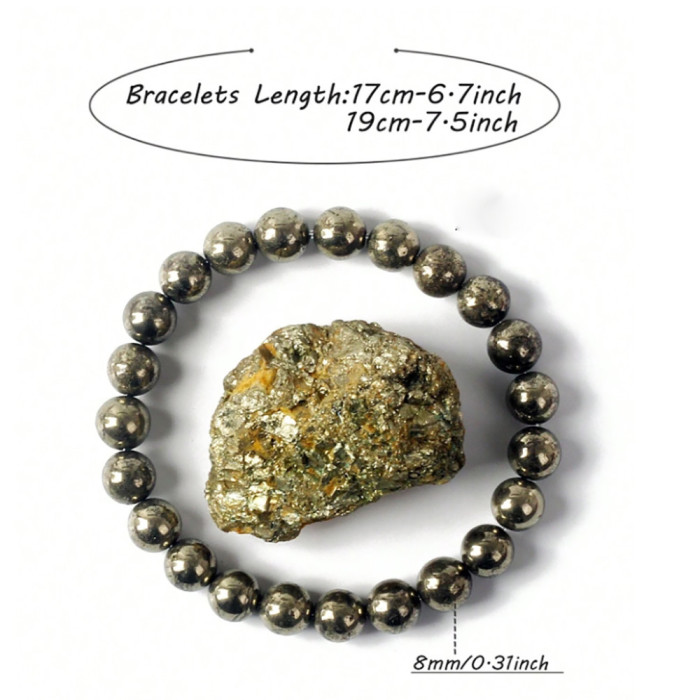 Weight Bracelet Unisex Natural Pyrite Handmade Beaded Temu Amazon Bestseller Natural Crystal Beaded